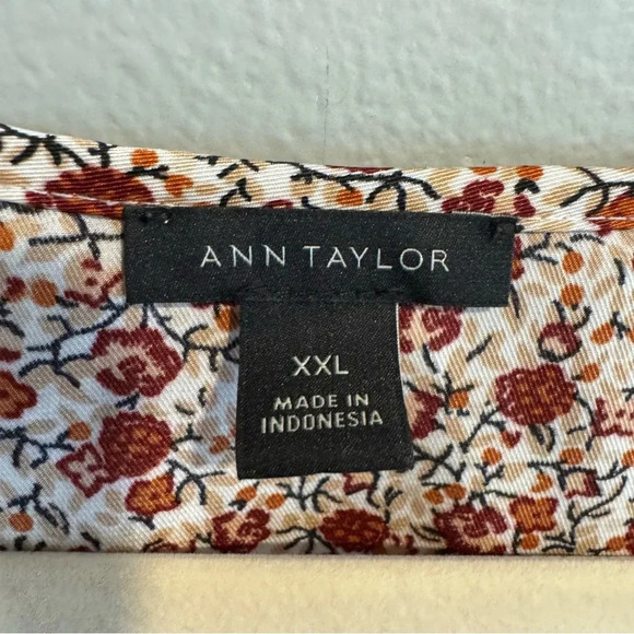Ann Taylor Floral Ruffle Blouse Office Work Career Casual XXL - Picture 6 of 7